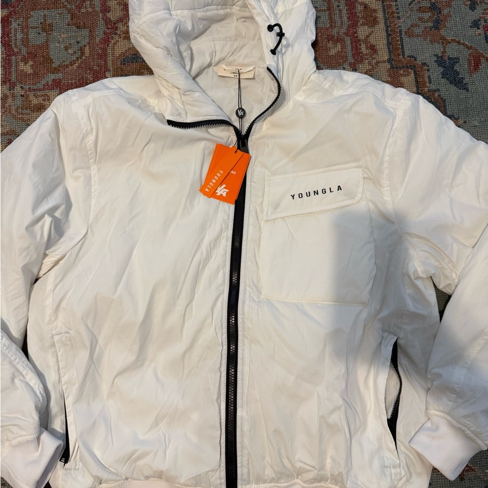 YoungLA Cream Hooded puffer Jacket size S